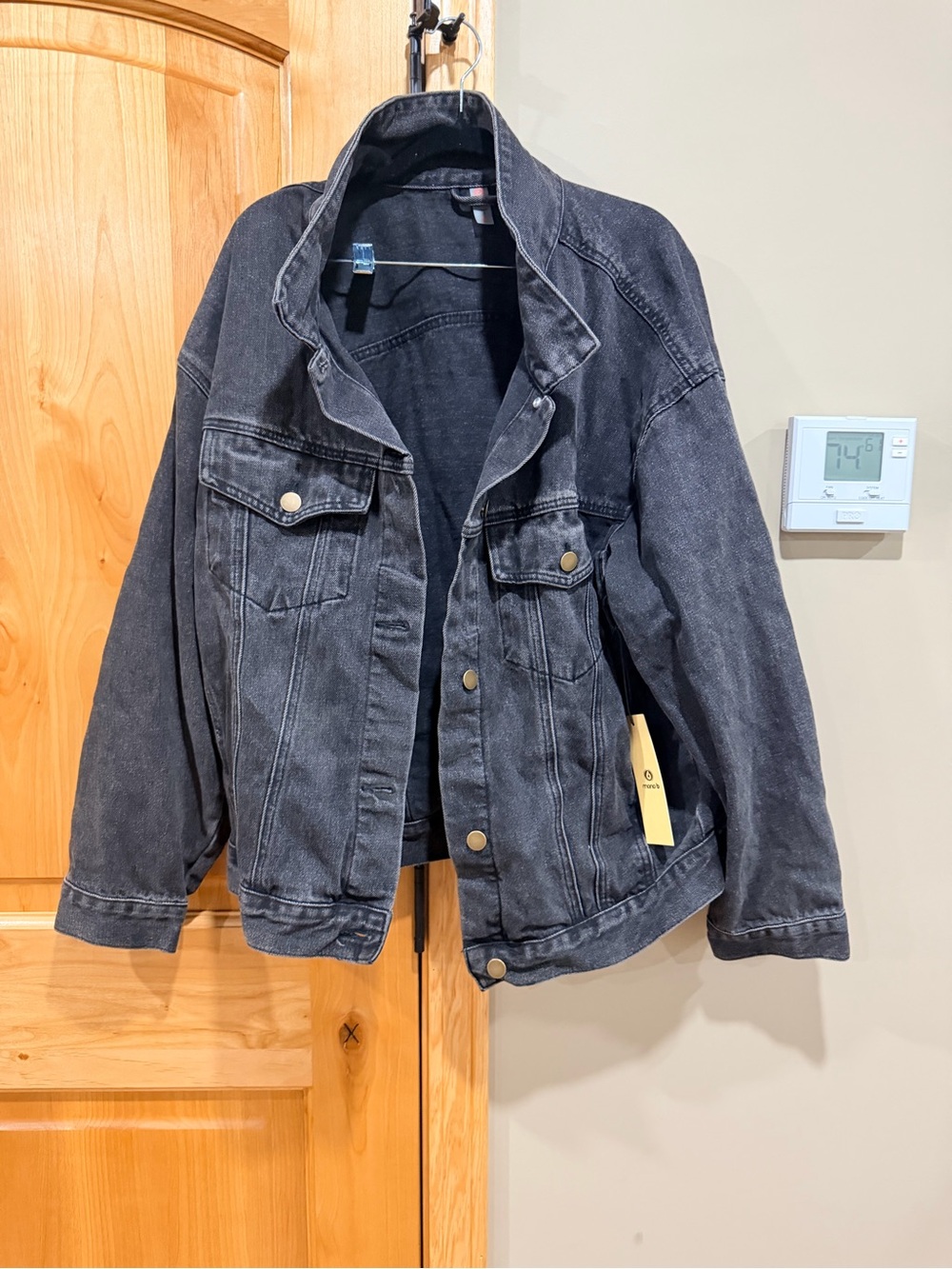Oversized black denim jacket